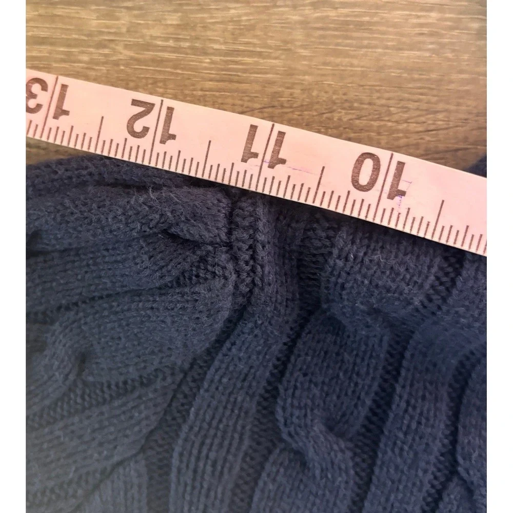 Ralph Lauren Girls Navy Blue Cable Knit Full Zip Hoodie Sweater Size 5 Pink Pony
